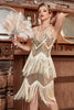 Load image into Gallery viewer, gylden juvel hals 1920-tallet Gatsby kjole med frynser