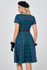 Load image into Gallery viewer, Mørkegrønne kortermer 1950-talls rutete kjole