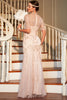 Load image into Gallery viewer, Lange flapperkjoler 1920-tallets perlet flott Gatsby-kjole med korte ermer