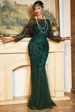 1920-tallet Flapper Dress Long Fringe Gatsby Dress Brølende 20-tallet Sequin Beaded Dress