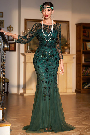 1920-tallet Flapper Dress Long Fringe Gatsby Dress Brølende 20-tallet Sequin Beaded Dress