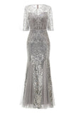 Grey Paljett Havfrue Great Gatsby 1920-tallet kjole