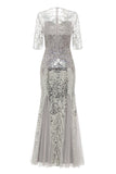 Grey Paljett Havfrue Great Gatsby 1920-tallet kjole