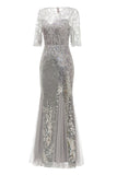 Grey Paljett Havfrue Great Gatsby 1920-tallet kjole