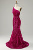 Load image into Gallery viewer, En skulder paljett Havfrue Prom kjole