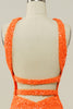Load image into Gallery viewer, Orange Halter paljett Backless Mermaid Prom kjole