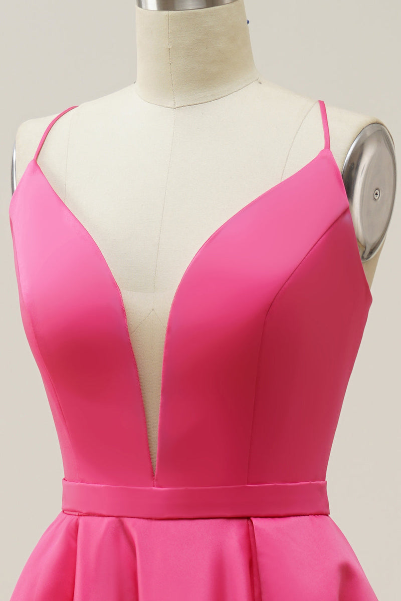 Load image into Gallery viewer, Fuchsia Halter A-Line Prom kjole