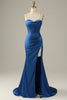 Load image into Gallery viewer, Royal Blue Spaghetti Stropper Havfrue Prom kjole