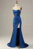 Load image into Gallery viewer, Lange spaghetti stropper Royal Blue Mermaid Prom kjole