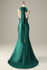 Load image into Gallery viewer, Mørkegrønn grime blonder opp havfrue prom kjole med spalte