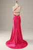 Load image into Gallery viewer, Fuchsia En skulder Havfrue Prom kjole