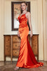 Load image into Gallery viewer, Havfrue spaghetti stropper Orange Long Prom kjole med ryggløs