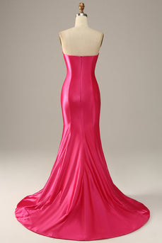 Fuchsia Sweetheart Havfrue Prom kjole
