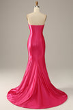 Fuchsia Sweetheart Havfrue Prom kjole