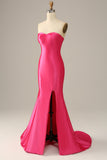 Fuchsia Sweetheart Havfrue Prom kjole