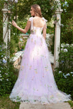 A-line Lilac Broderi Korsett Long Prom Dress