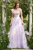 Load image into Gallery viewer, A-line Lilac Broderi Korsett Long Prom Dress