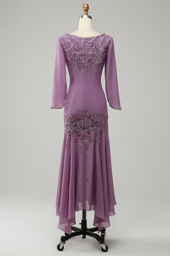 Grey Purple Mermaid Chiffon Mor til bruden kjole med blonder