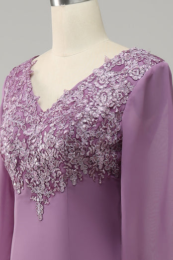 Grey Purple Mermaid Chiffon Mor til bruden kjole med blonder