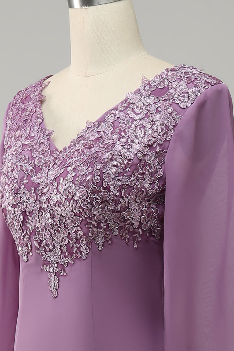 Load image into Gallery viewer, Grey Purple Mermaid Chiffon Mor til bruden kjole med blonder