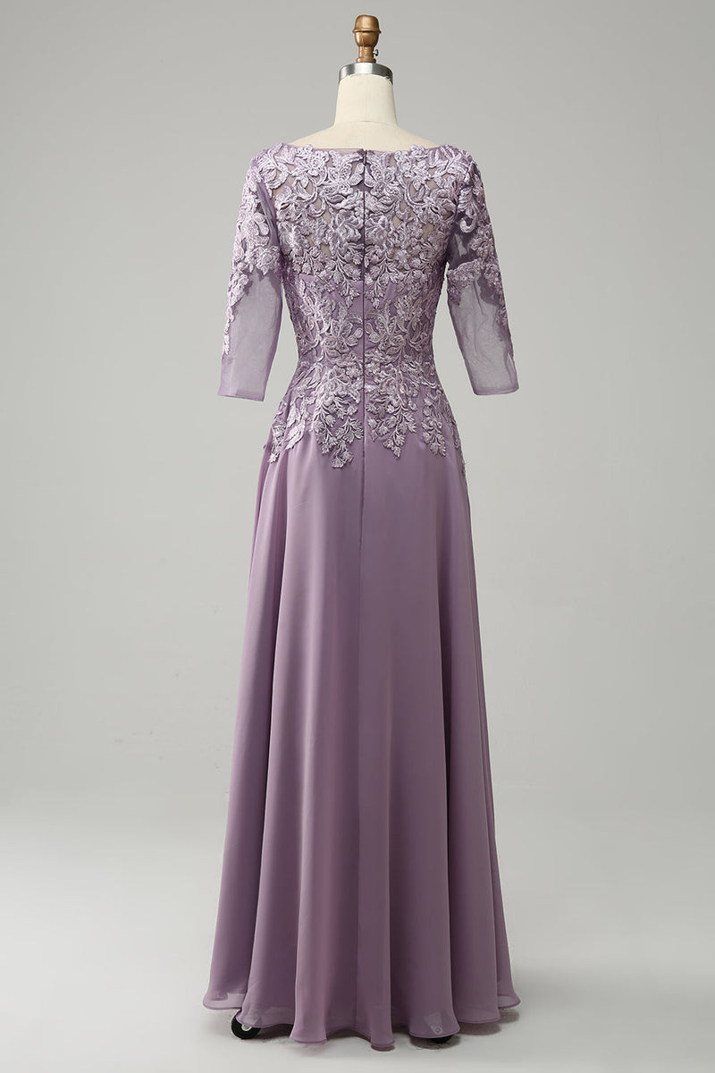 Load image into Gallery viewer, Grey Purple Chiffon Mor til bruden kjole med blonder