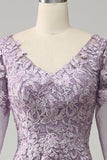 Grey Purple Chiffon Mor til bruden kjole med blonder