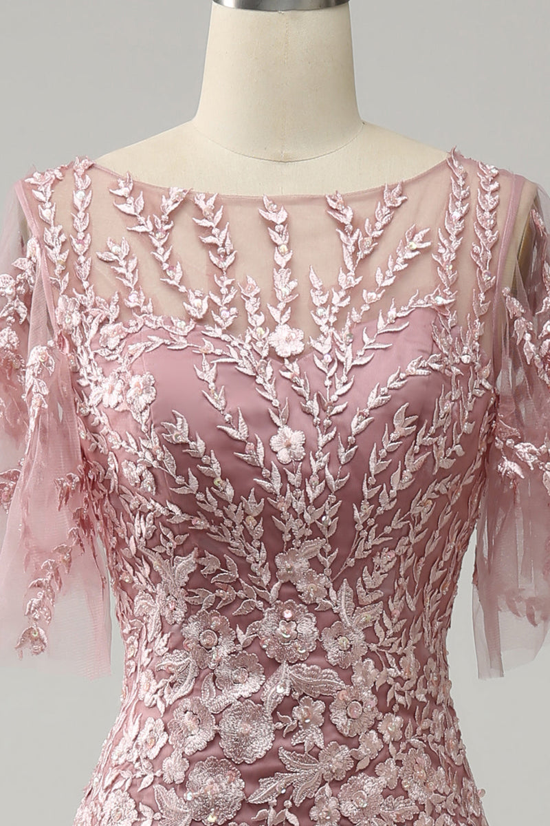 Load image into Gallery viewer, Grey Pink Mermaid Tulle Mor til bruden kjole med blonder