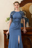 Load image into Gallery viewer, Blue Mermaid Open Back Mor til bruden kjole med spalte