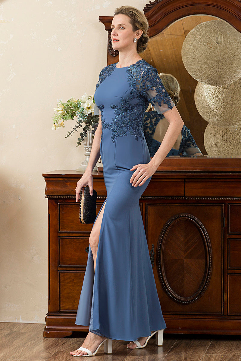 Load image into Gallery viewer, Blue Mermaid Open Back Mor til bruden kjole med spalte