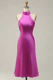 Halter Satin Fuchsia brudepike kjole