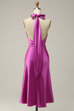 Halter Satin Fuchsia brudepike kjole