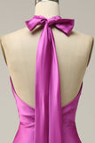 Halter Satin Fuchsia brudepike kjole