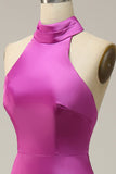 Halter Satin Fuchsia brudepike kjole