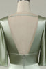 Load image into Gallery viewer, En linje dyp V-hals lysegrønn brudepikekjole med halve ermer