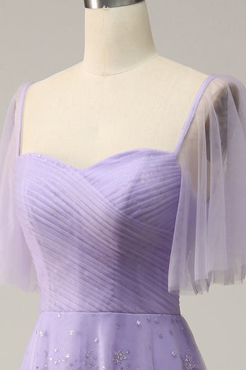 Off Shoulder Lavendel Prom Kjole med Ruffles