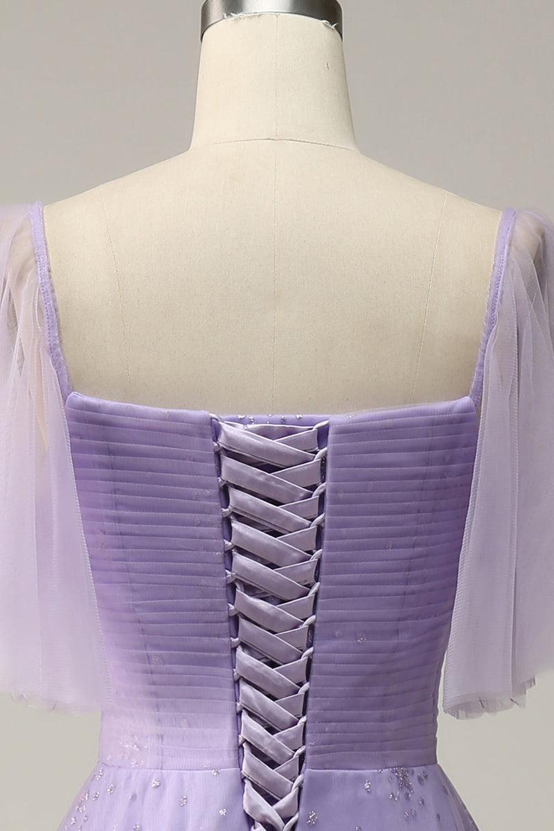Load image into Gallery viewer, Off Shoulder Lavendel Prom Kjole med Ruffles