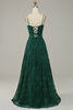 Load image into Gallery viewer, Mørkegrønn blonder Spaghetti stropper korsett Prom kjole