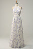 Load image into Gallery viewer, Blå Floral Boho Long Chiffon brudepike kjole
