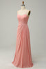 Load image into Gallery viewer, En linje spaghetti stropper rødme lange brudepike kjole