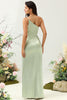Load image into Gallery viewer, One Shoulder Satin Ruffles Bryllup Guest kjole med Slit