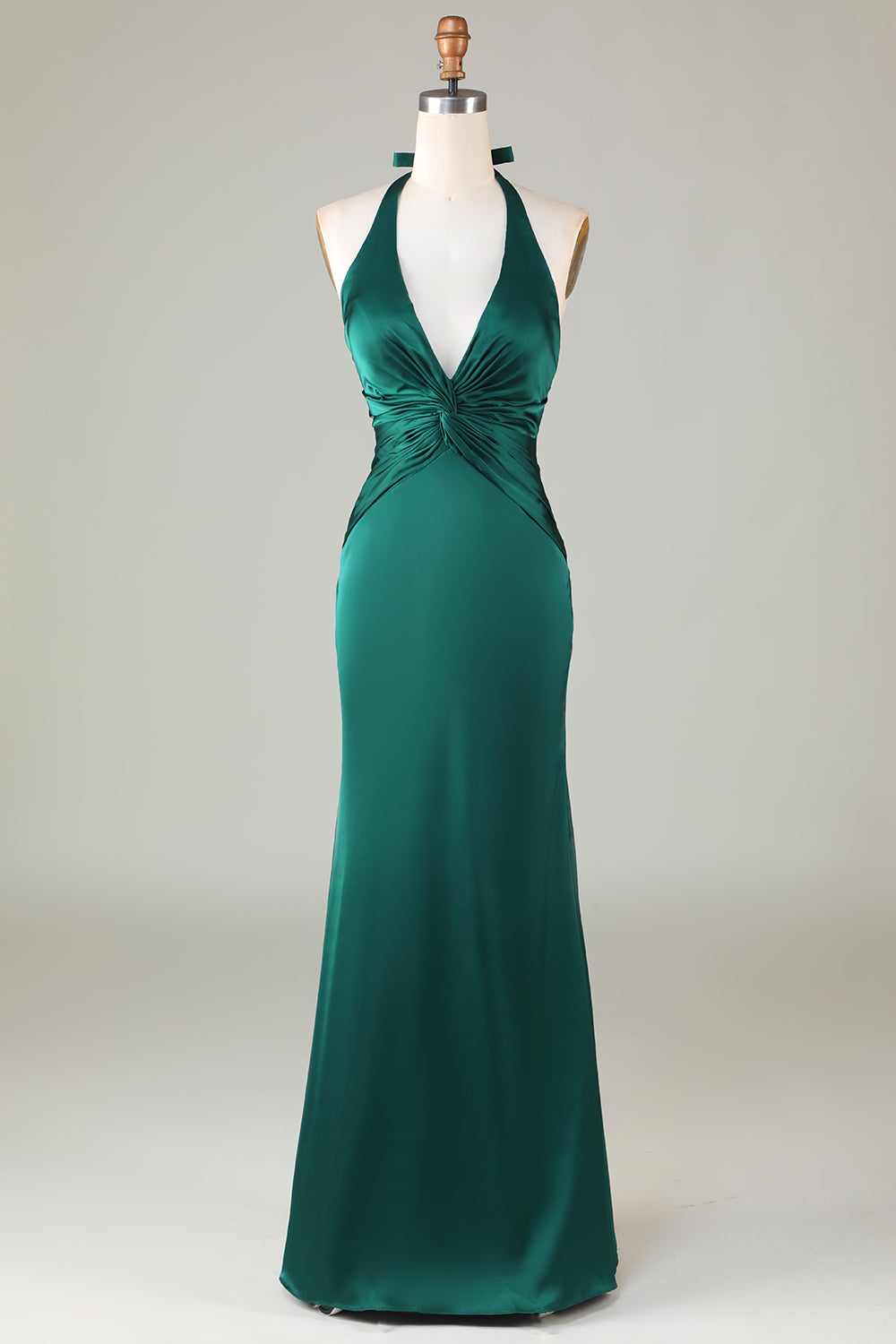 Havfrue Halter mørkegrønn brudepike kjole