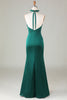 Load image into Gallery viewer, Havfrue Halter mørkegrønn brudepike kjole