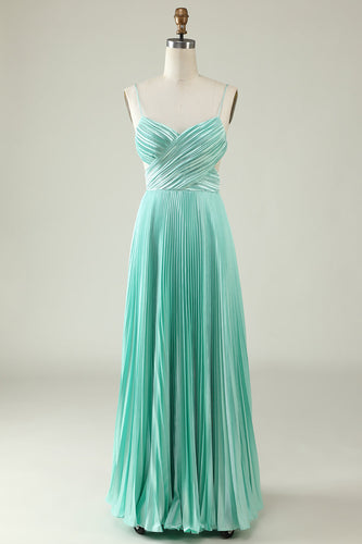 Mint Green plissert lang brudepike kjole