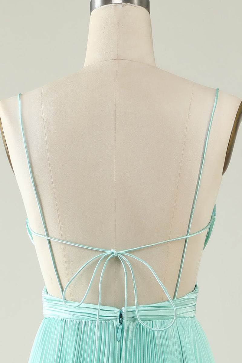 Load image into Gallery viewer, Mint Green plissert lang brudepike kjole