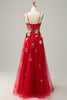 Load image into Gallery viewer, A Line Spaghetti stropper Burgunder Long Prom Dress med Appliques