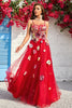 Load image into Gallery viewer, A Line Spaghetti stropper Burgunder Long Prom Dress med Appliques