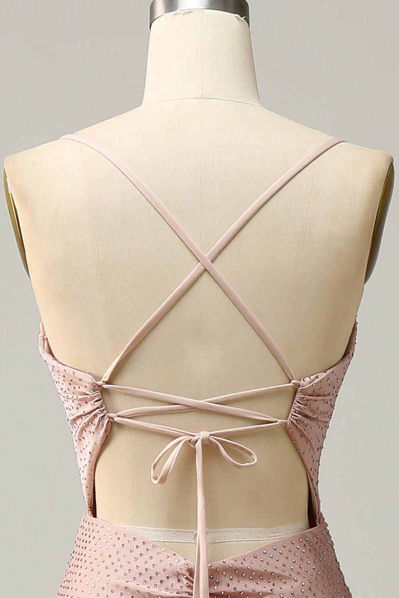 Load image into Gallery viewer, Havfrue Spaghetti stropper Blush Long Prom Kjole med Beading
