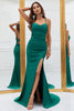 Load image into Gallery viewer, Mermaid Spaghetti stropper Dark Green Long Prom Kjole med Criss Cross Back