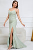Load image into Gallery viewer, Mermaid Spaghetti stropper Light Green Plus Size Prom kjole med Criss Cross Back