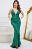 Load image into Gallery viewer, Mermaid Spaghetti stropper Dark Green Plus Size Prom kjole med Criss Cross Back